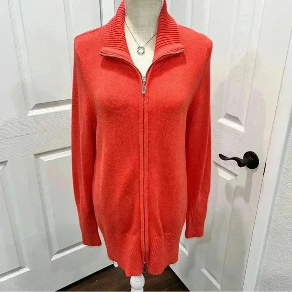 Boston Proper front zip, tall neck,  sweater - Picture 1 of 9